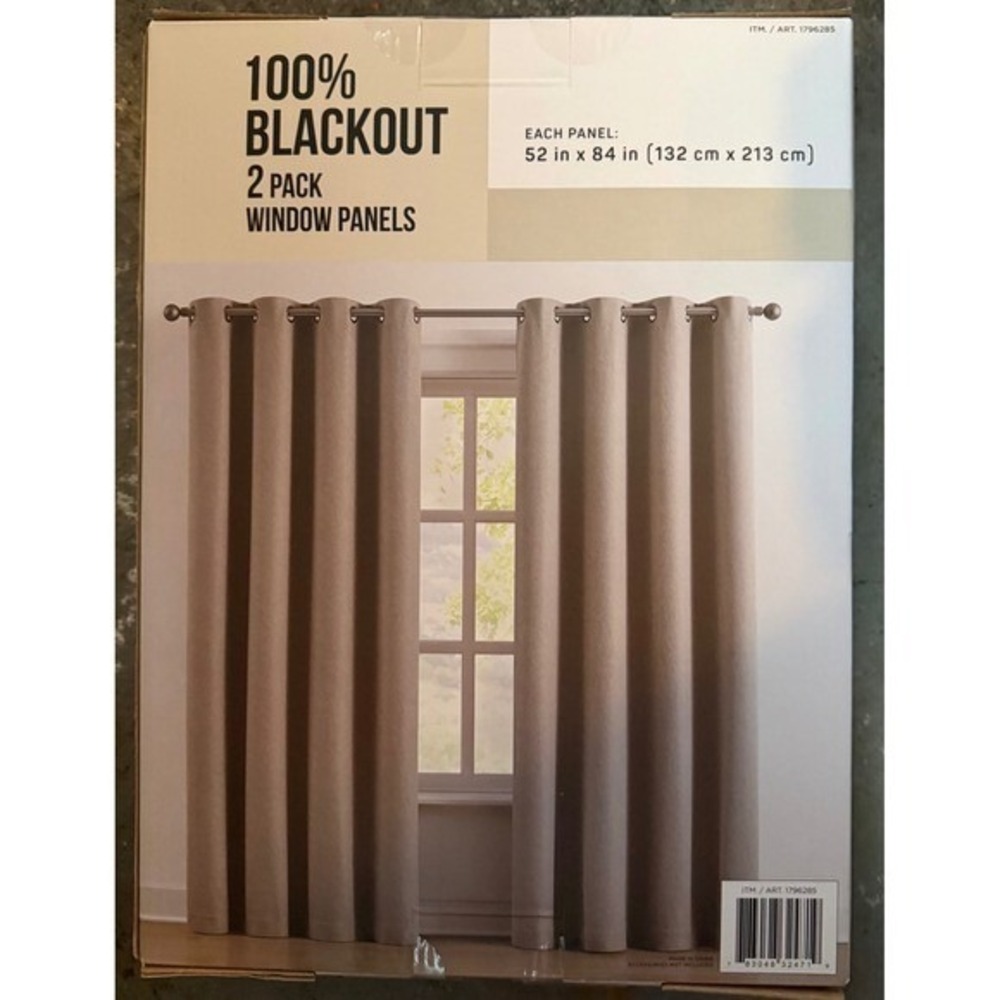 Blackout Curtains Panel Pair by Piper 52"x84" Magnetic Closure| 2 Pack Beige